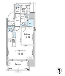 パークアクシス新御徒町イースト 12階1LDKの間取り