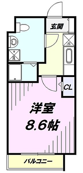 ＫＵＲＥＮＡＩ‐ＳＯＵ ｜東京都福生市牛浜(賃貸マンション1K・2階・26.28㎡)の写真 その2