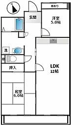 UR都市機構アンサンブル宮地 2LDKの間取図画像