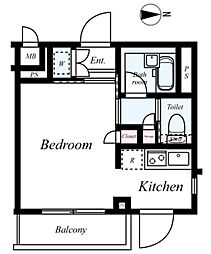 ルーブル練馬参番館 4階ワンルームの間取り