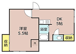 カレッジハウス2ニシガミ 1DKの間取図画像
