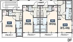 MELDIA武里II 3階1Kの間取り