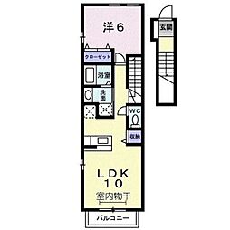 アメティスタ西新井 2階1LDKの間取り