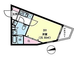スマートVILLA旗の台3 1Kの間取図画像