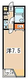ビラージュ・ド・フルール本館 1Kの間取図画像