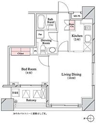 パークキューブ八丁堀 1LDKの間取図画像