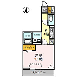 エミネンス 1Kの間取図画像