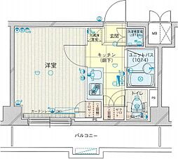 ルーブル下丸子弐番館 4階1Kの間取り