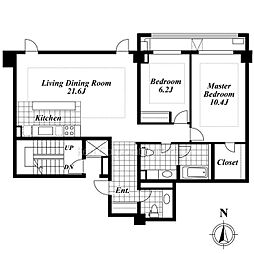 メゾンカルム三宿 2LDKの間取図画像