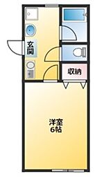 良栄住宅 2階1Kの間取り