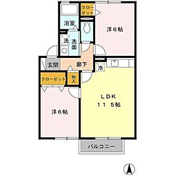 和歌山電鐵貴志川線 神前駅 徒歩10分の賃貸アパート 2階2LDKの間取り