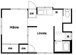 鈴野荘 1LDKの間取図画像