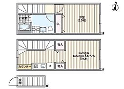 マーレ十条 2階1LDKの間取り