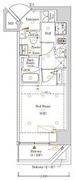 Log登戸station west 1Kの間取図画像