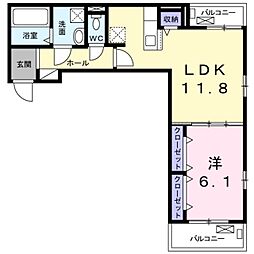 フォレスト光明池 1LDKの間取図画像