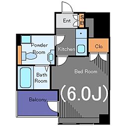 サンテミリオン茅場町リバーサイド 10階1Kの間取り