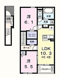 ホワイトキャッスル友 2LDKの間取図画像
