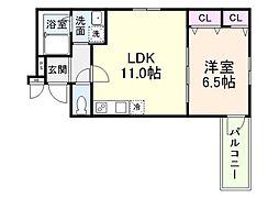 フジパレスSAKURA 1LDKの間取図画像