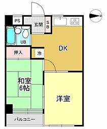 第2伸光マンション 2DKの間取図画像