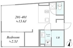 trias815 3階1LDKの間取り