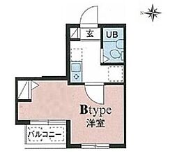 プレール明大前 2階1Kの間取り