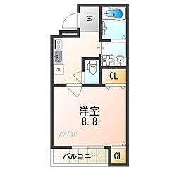 フジパレス十三北2番館 1Kの間取図画像