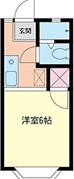 ロイヤルハナシンB 1Kの間取図画像
