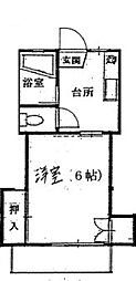 コーポ錦 1階1Kの間取り