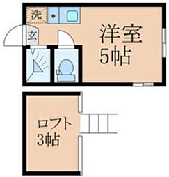 フェリスアネーロ 2階ワンルームの間取り