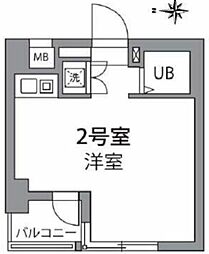 JR京浜東北・根岸線 大森駅 徒歩6分の賃貸マンション 4階ワンルームの間取り
