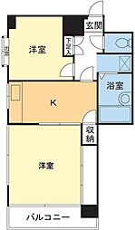 サントピヤマンション 6階2Kの間取り