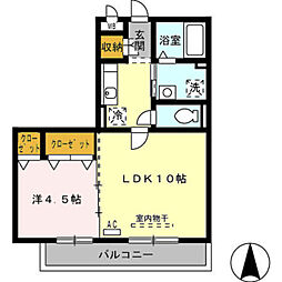 セジュール北島 1LDKの間取図画像