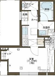 Central243 1階1Kの間取り