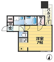 ファーストステージ神戸トランキーロ ワンルームの間取図画像