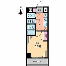 パロス・コート 2階1Kの間取り