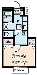 ハイツ・サン 1Kの間取図画像