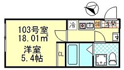 CK四ツ木 1階1Kの間取り