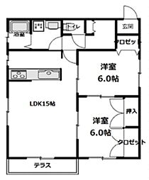 シェソワ 2LDKの間取図画像
