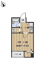 カトル・セゾン2 1Kの間取図画像
