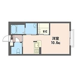 クレストシンコウ 2階ワンルームの間取り