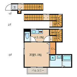 ヒルトップ本郷 1Kの間取図画像