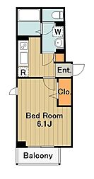 アリビオ南大沢 2階1Kの間取り
