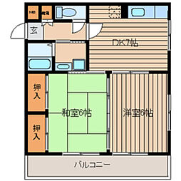 東那珂グリーンヒルズ 2DKの間取図画像