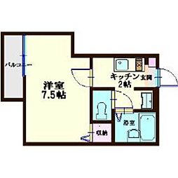 アーバンスクエア川崎 3階1Kの間取り