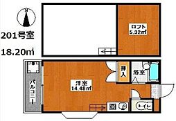 マキシムタウン春日壱番館 2階1Kの間取り