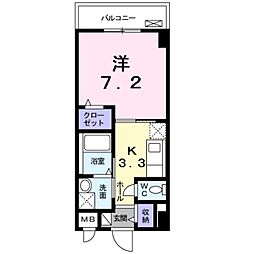 リバーコート浅香 1Kの間取図画像