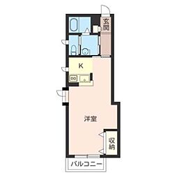 エスポワール 2階ワンルームの間取り