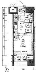 ライジングプレイス川崎 1Kの間取図画像