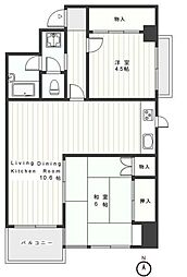 田戸ガードンツリー 4階2LDKの間取り