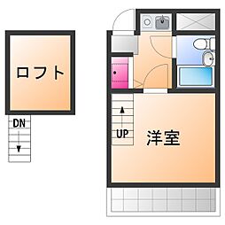湯川マンション津久野 1Kの間取図画像